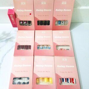 Rainy Roses Bundle of Press-On Nails (Glue Included)